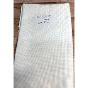 White 14 Count Aida Fabric 22.5 X 12 Inches For Cross Stitch & Embroidery